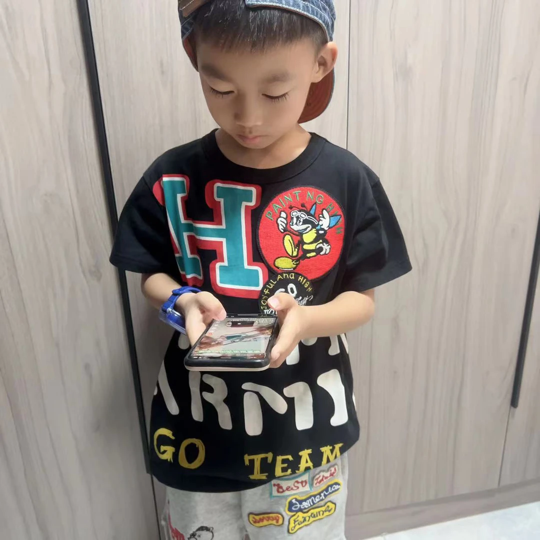 越越家 JAM短袖T恤 男女童宝宝卡通日系潮牌夏季圆领上衣