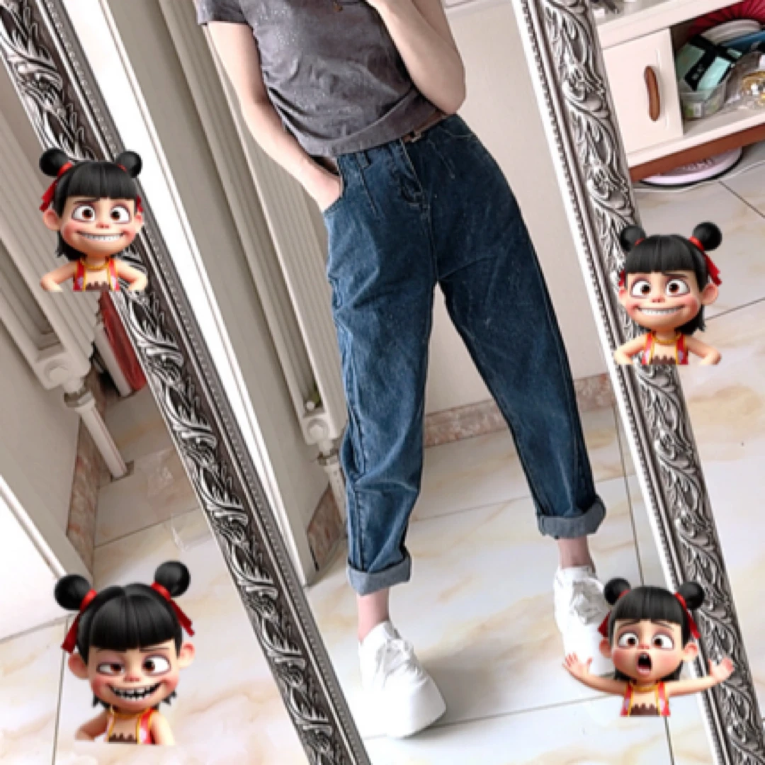 S006高腰老爹牛仔裤