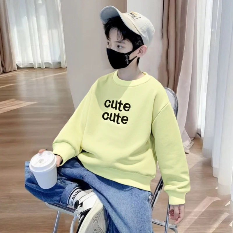 男童棉卫衣2025新款拼接时髦儿童上衣男孩圆领衫洋气打底衫