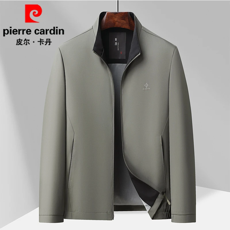皮尔卡丹立领春秋季休闲男百搭宽松外套中年男士商务夹克