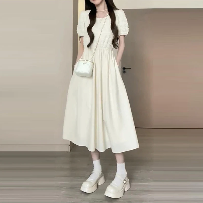 女大童法式连衣裙2025年夏日新款初中高中生大摆裙高级感仙女裙