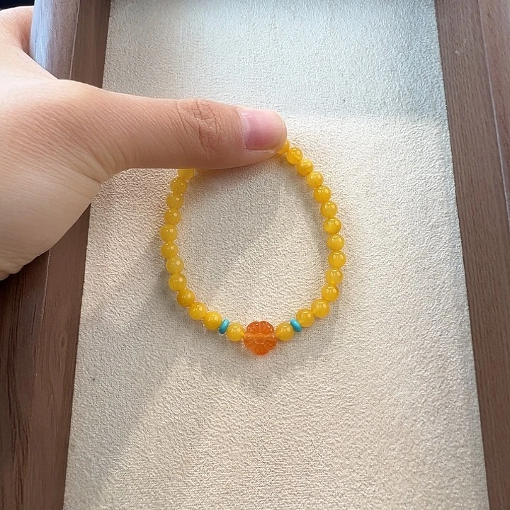 蜜蜡未镶嵌手链5.7mm蜜蜡手串