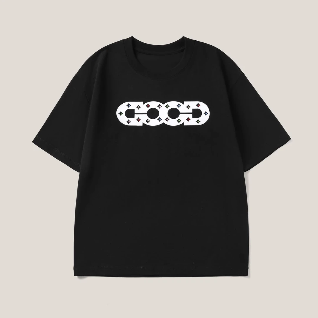 字母镂空彩钻情侣款上衣 圆领短袖百搭T恤SS26022