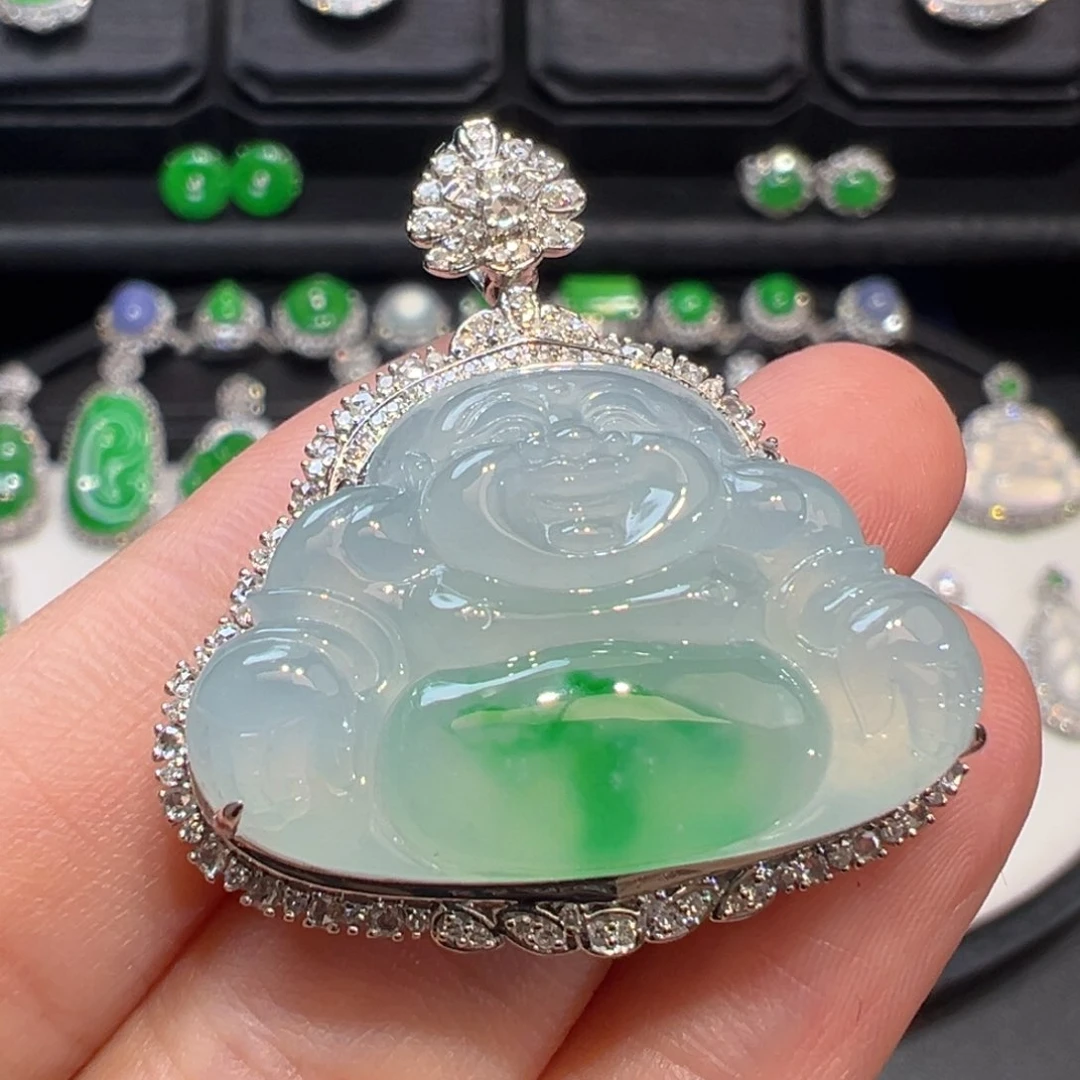 翡翠18K金镶嵌吊坠(不含链)收到货48小时鉴赏期