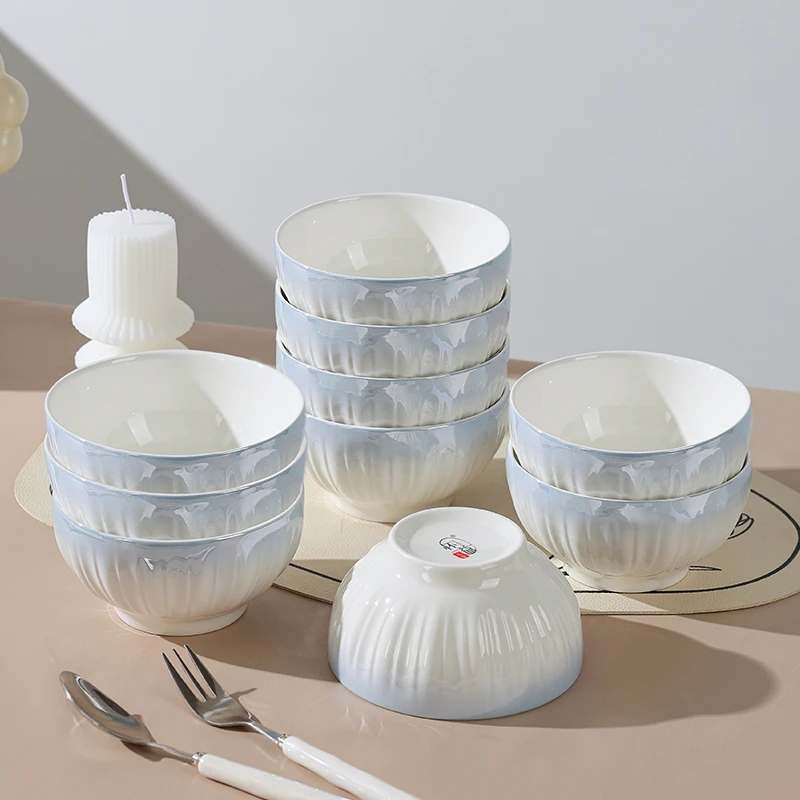 洛可可5英寸饭碗8只陶瓷饭碗网红高颜值简约小清新家用碗盘餐具