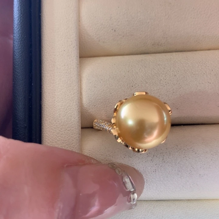 银S925镶嵌戒指海水珍珠