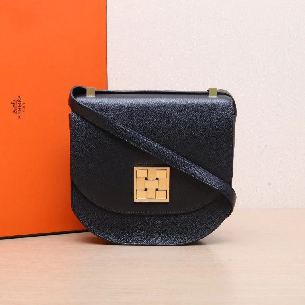 95新 Hermes/爱马仕 【念念】马赛克 大号 黑色 Epsom皮 Y刻 金扣
