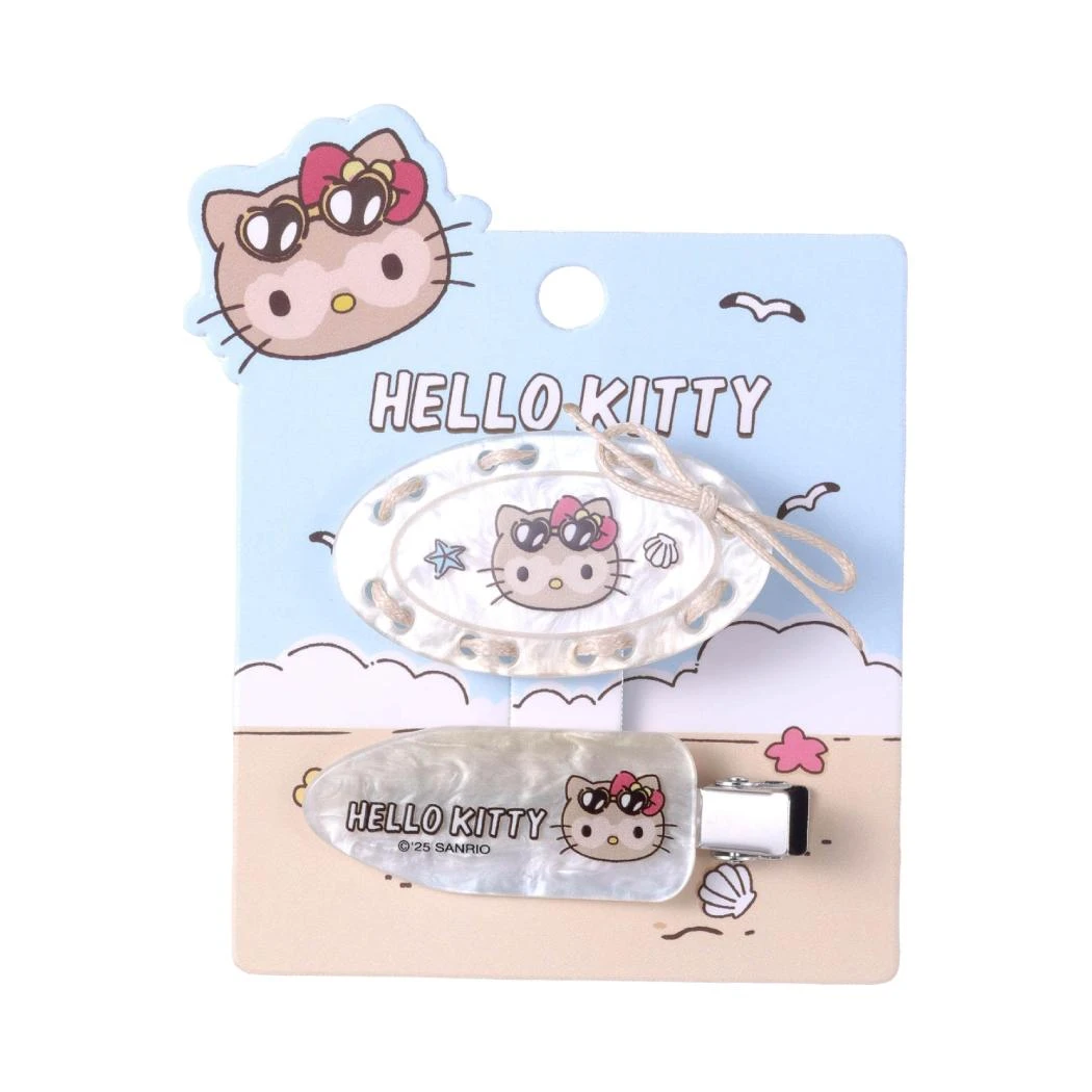 Hello Kitty夏日黑皮系列对装穿绳发夹