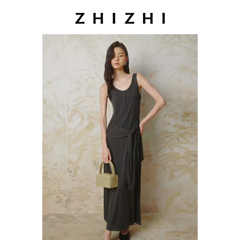【橱窗】致知 华清令 绑带连衣裙25春季新款假两件ZZ2ESWL9018