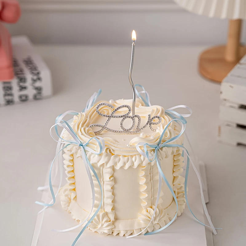 520情人节芭蕾风蛋糕装饰毛毡水钻love插件女神生日派对甜品装扮