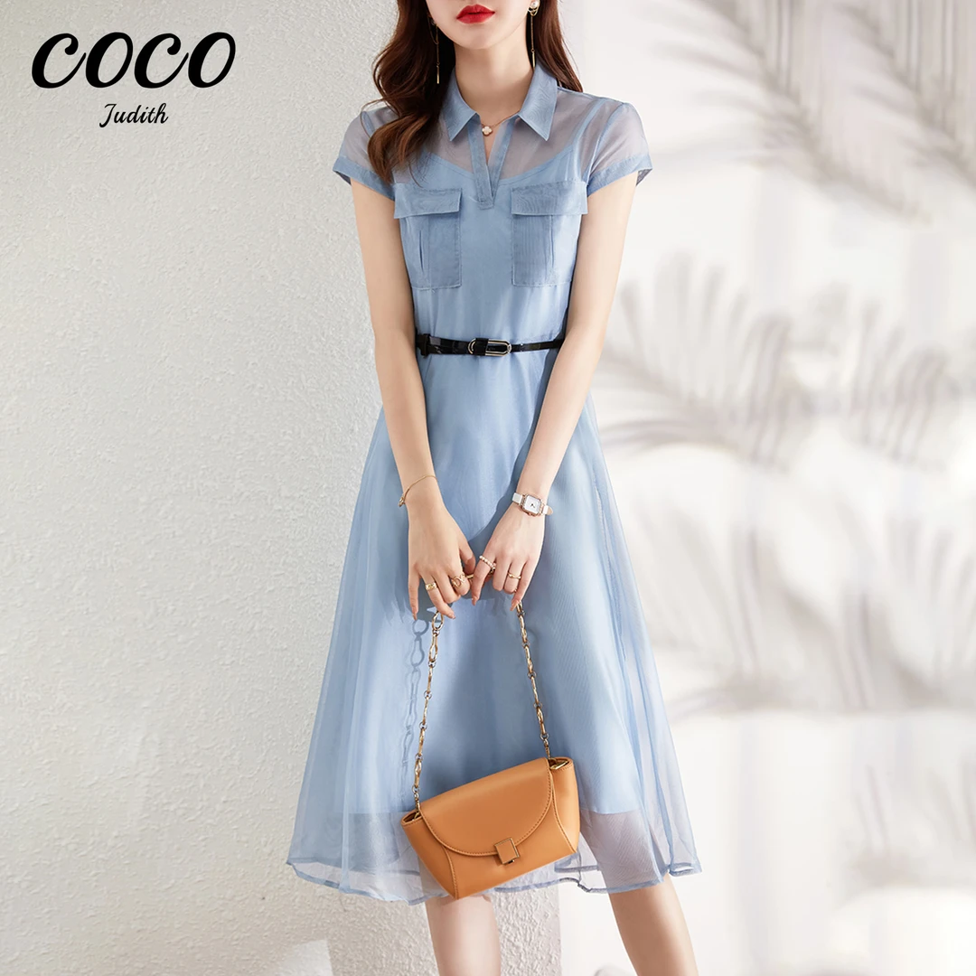 现货【RG417】2025年新款气质轻奢赫本风减龄显瘦海边高级感连衣裙