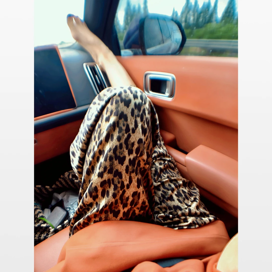 初时在CSZ 【第二层皮肤】25时尚绿调豹纹高垂顺铜氨丝长裤 20113