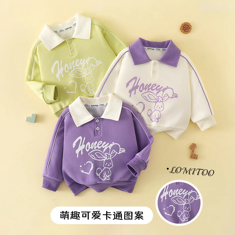 【洛儿妈专属】2025春季新款撞色中小童百搭女童POLO衫卫衣4T318