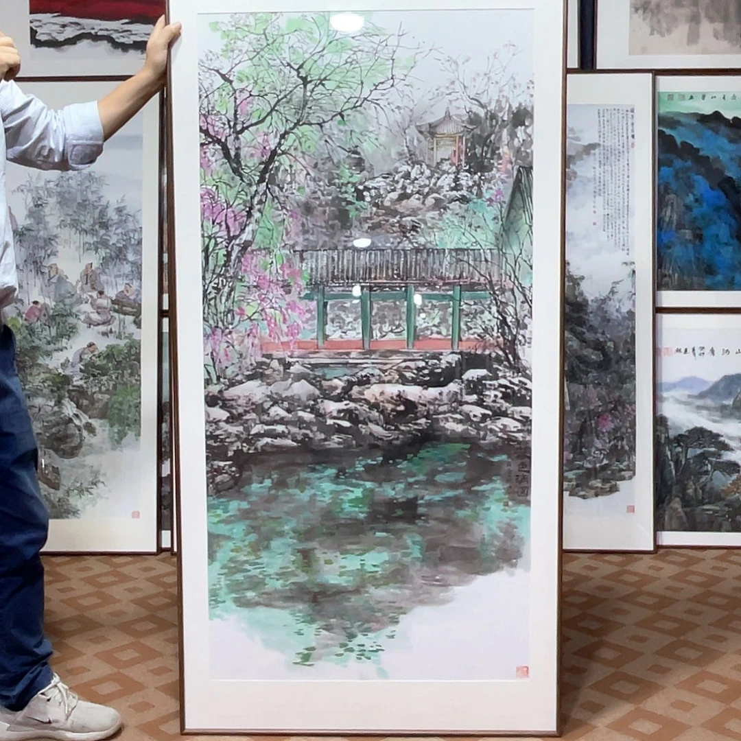 国画手绘画作品带框80/160