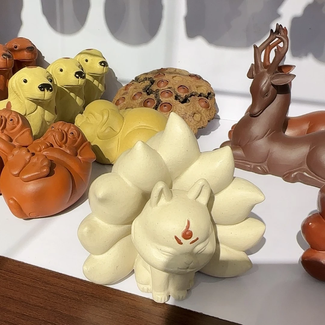 紫砂茶壶九尾狐段泥