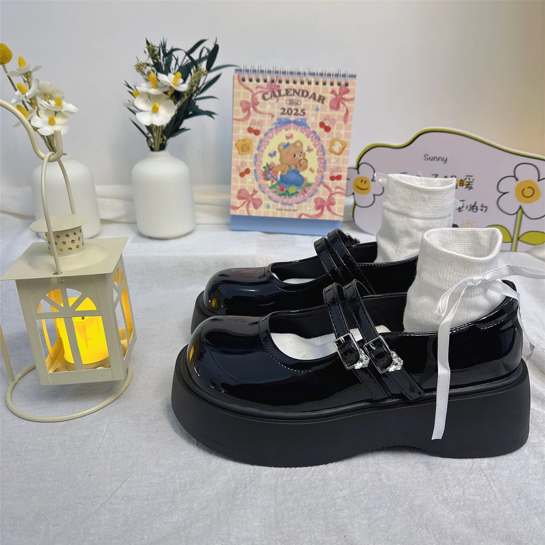 【小诗】英伦风玛丽珍黑色女鞋增高小皮鞋女夏季单鞋乐福鞋高跟鞋