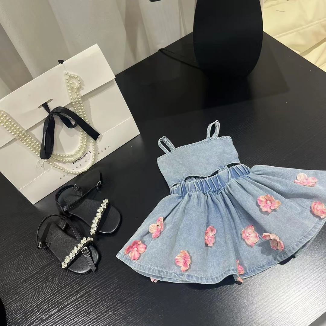 【6】夏季新款女童花瓣牛仔连衣裙