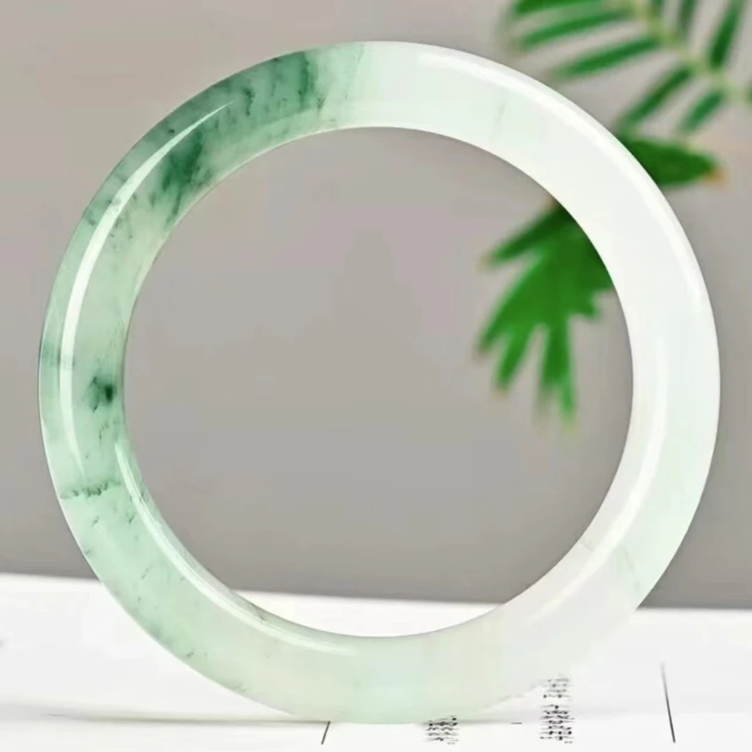 天山冰翠（石英质玉）测量佩戴圈口方式见详情美人镯圆条时尚女少女