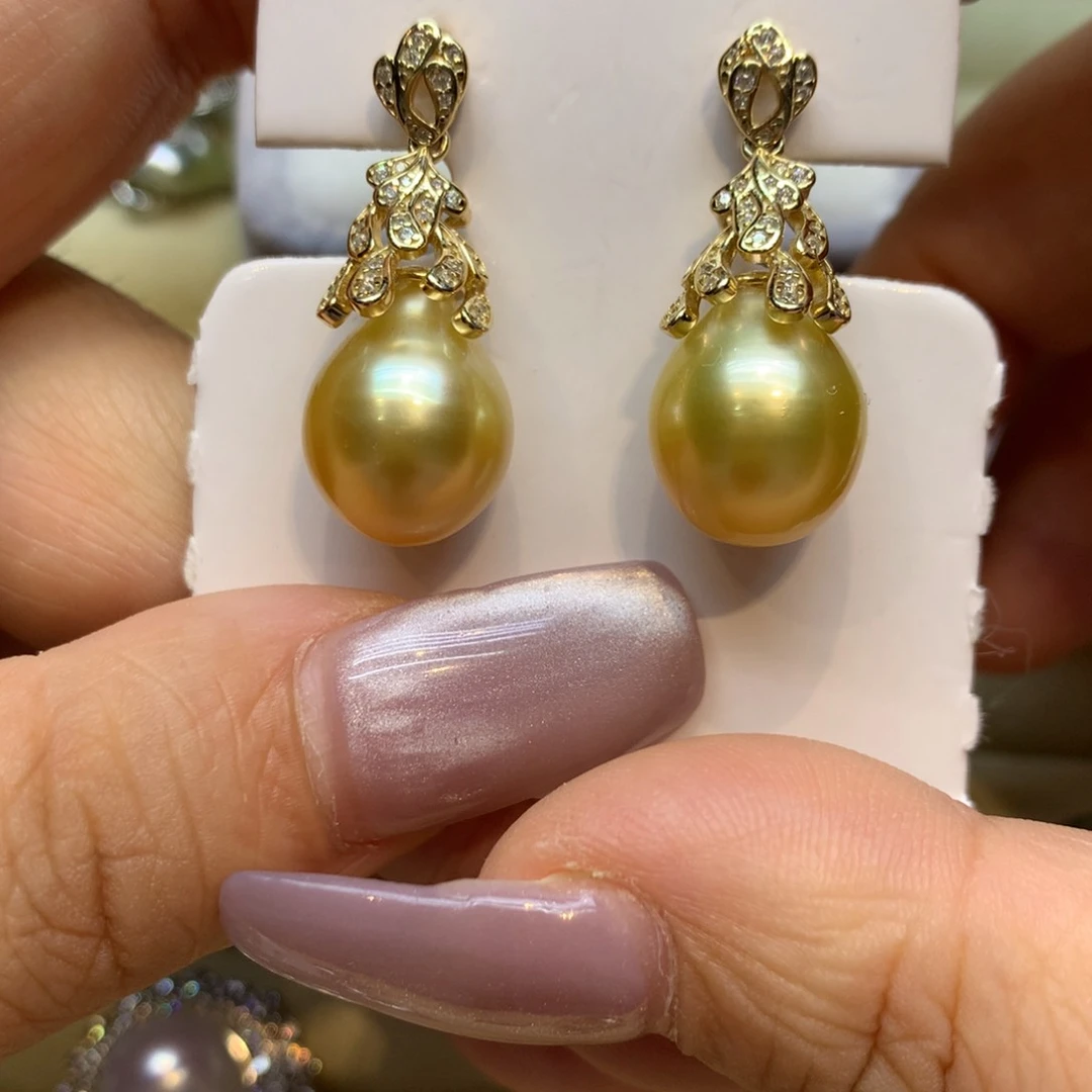 银S925镶嵌耳饰海水珍珠