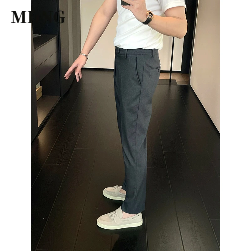 MDNG秋季2025商务休闲百搭垂感男士纯色透气潮流男装简约直筒西裤