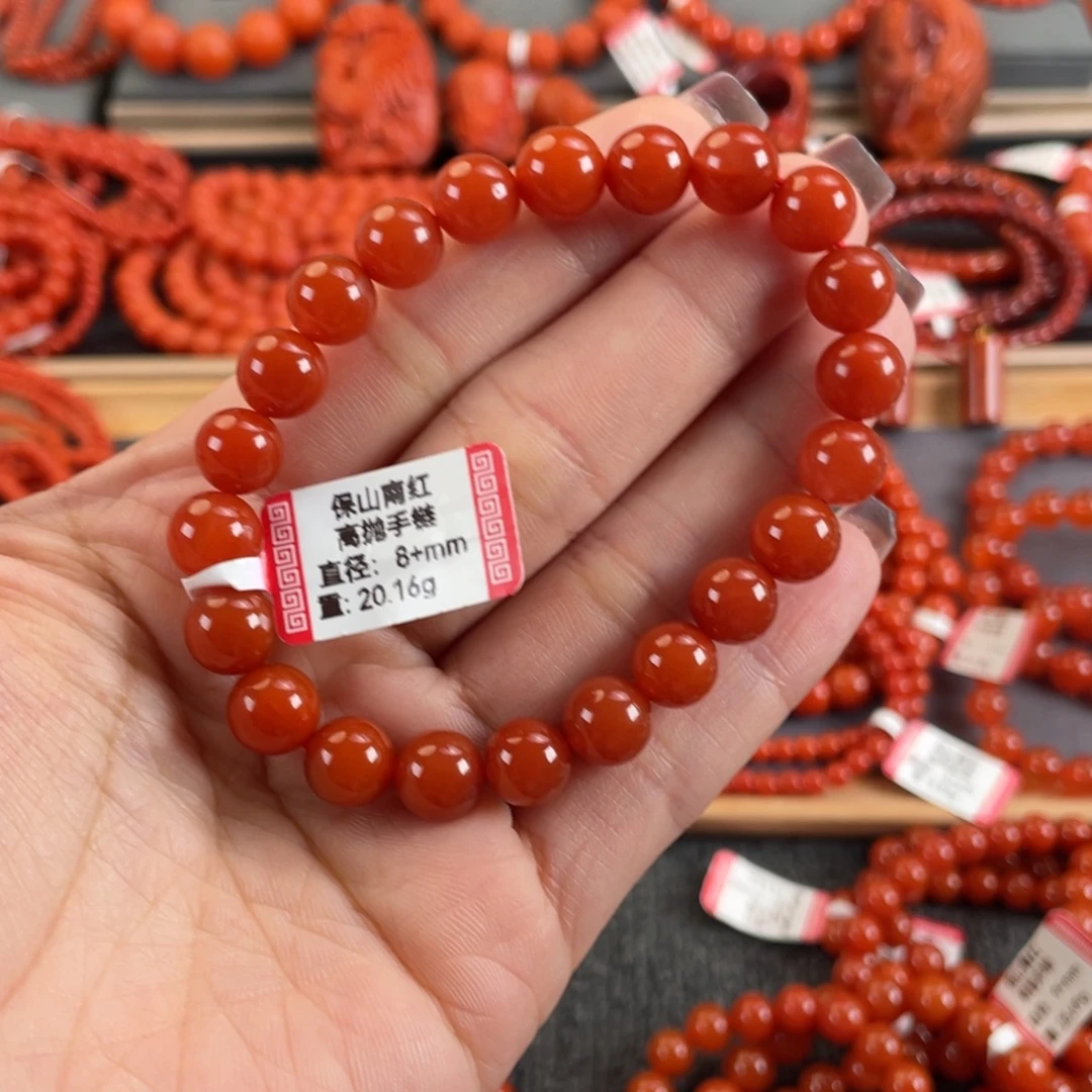 南红玛瑙未镶嵌手链保山南红高抛单圈