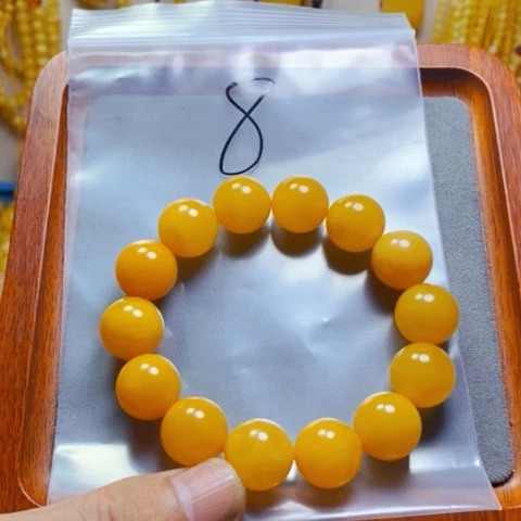 未镶嵌蜜蜡裸石饕*天然蜜蜡鸡油黄15加手串