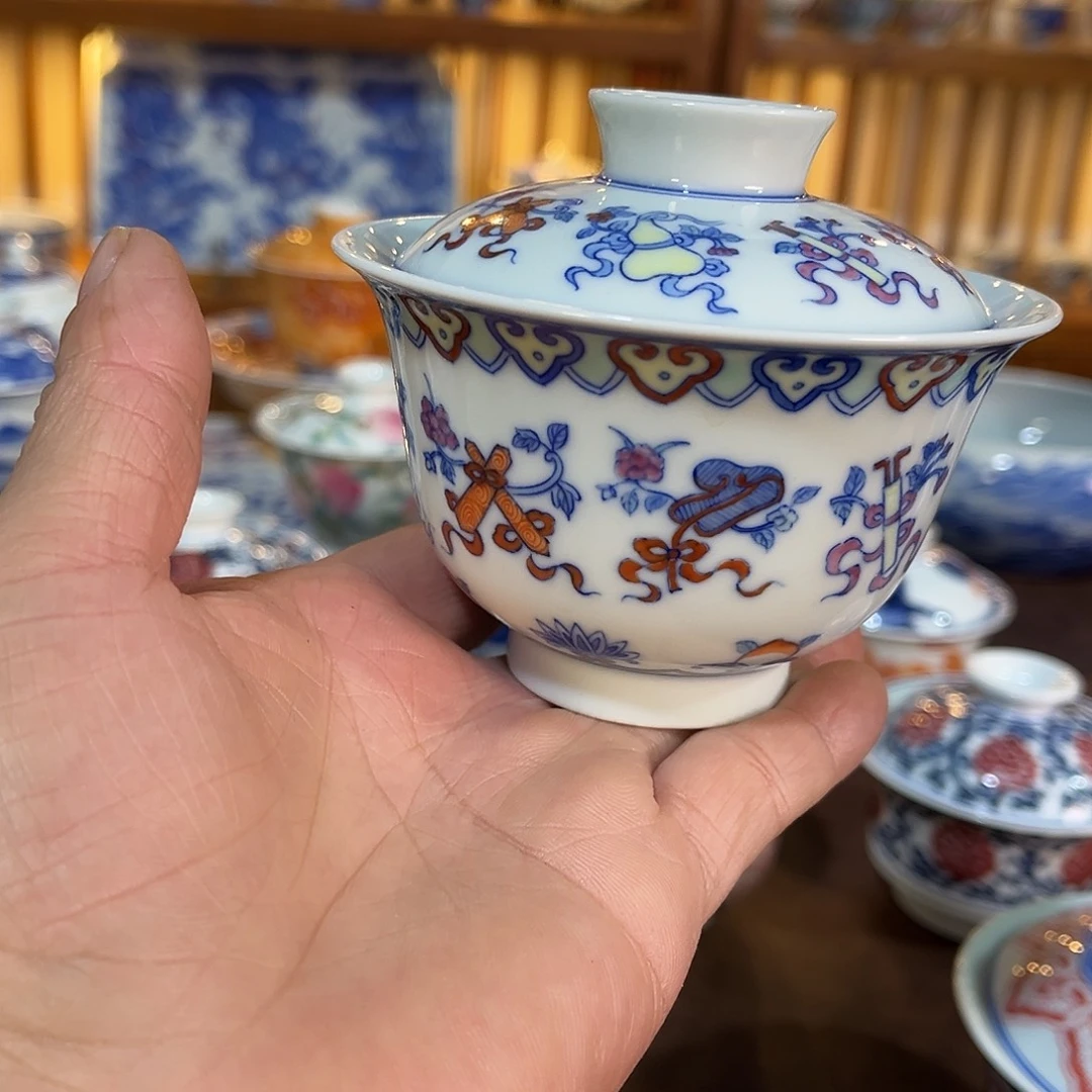 錡镇堂手工手绘盖碗