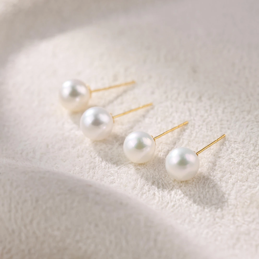 【举石臻选】TA1126-127-37淡水有核珍珠耳饰18k（一对/多样性发）H