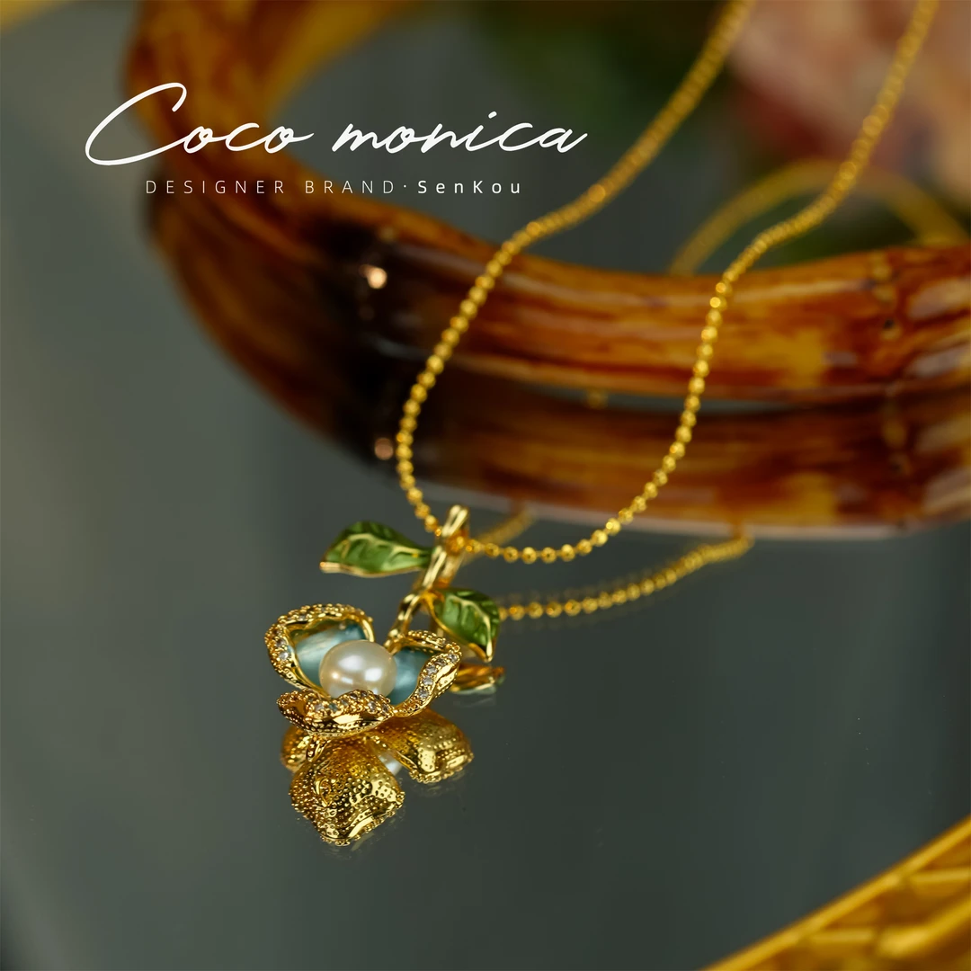 【小霞珍珠】项链吊坠轻奢珠宝复古配饰锁骨链镶嵌WE349