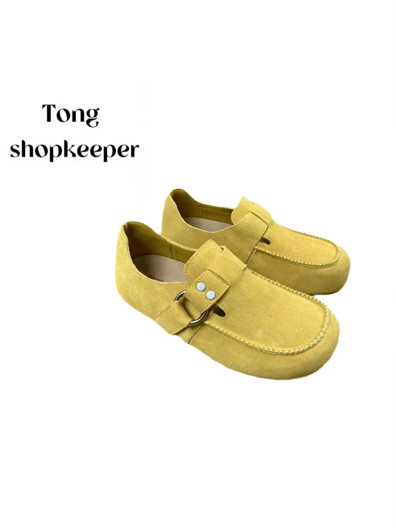 QJ/彤掌柜1681374 春季新款复古风磨砂豆豆乐福鞋