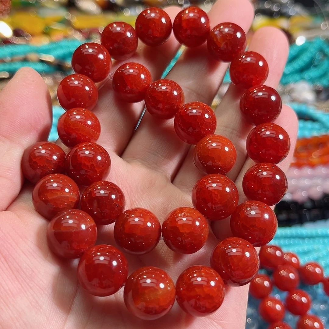 玛瑙/玉髓合金珠宝半成品红龙鳞玛瑙一条14mm