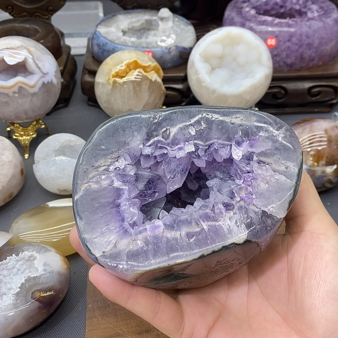 紫晶未镶嵌摆件聚宝盆