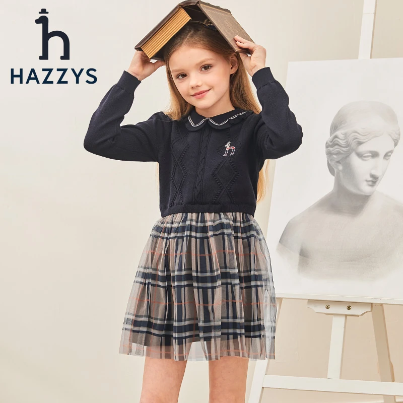 Hazzys/哈吉斯品牌童装【达人专属】女童裙式上衣秋冬针织洋气百搭