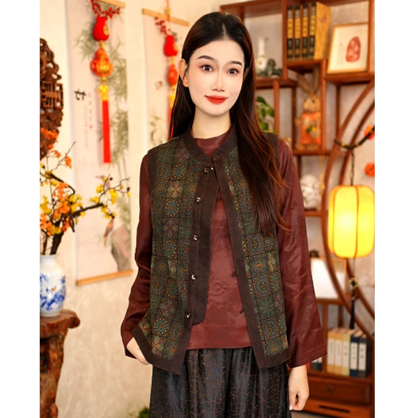 【董小姐】！宠粉福利！桑蚕丝葡萄泥香云纱马夹女