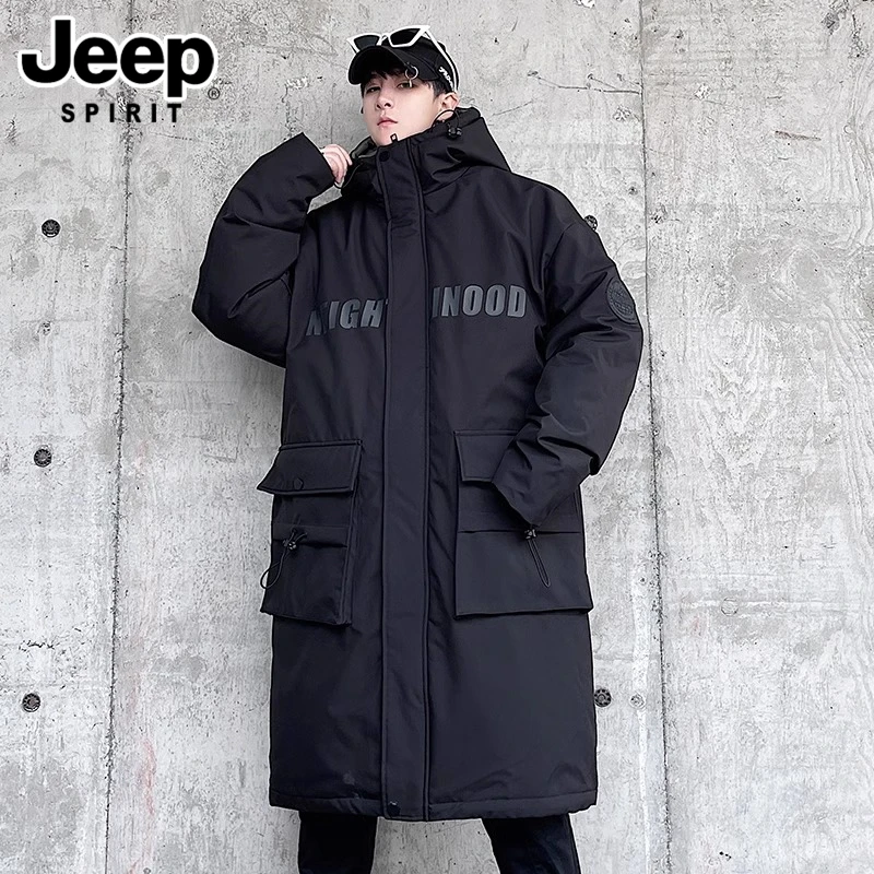 JEEPSPIRIT吉普长款休闲羽绒服冬季潮流时尚男士大码防寒保暖外套