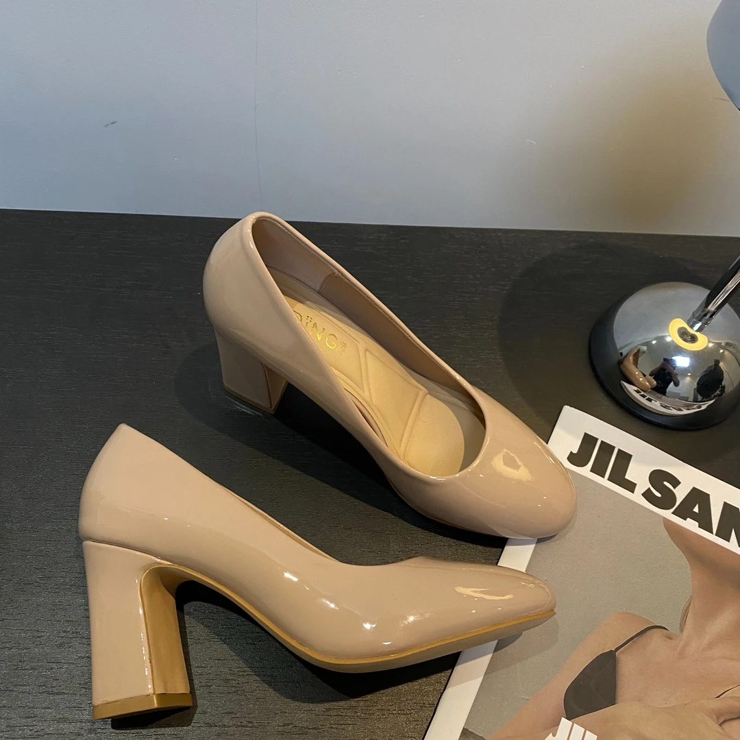 韩版名嫒女款女鞋气质女鞋上班女款千金单鞋微喇裤专用高跟鞋