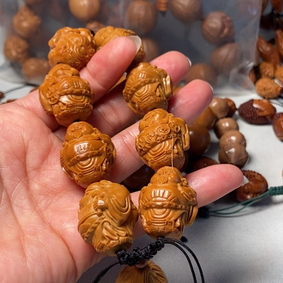 橄榄核手串/手链君***官帽财神微花
