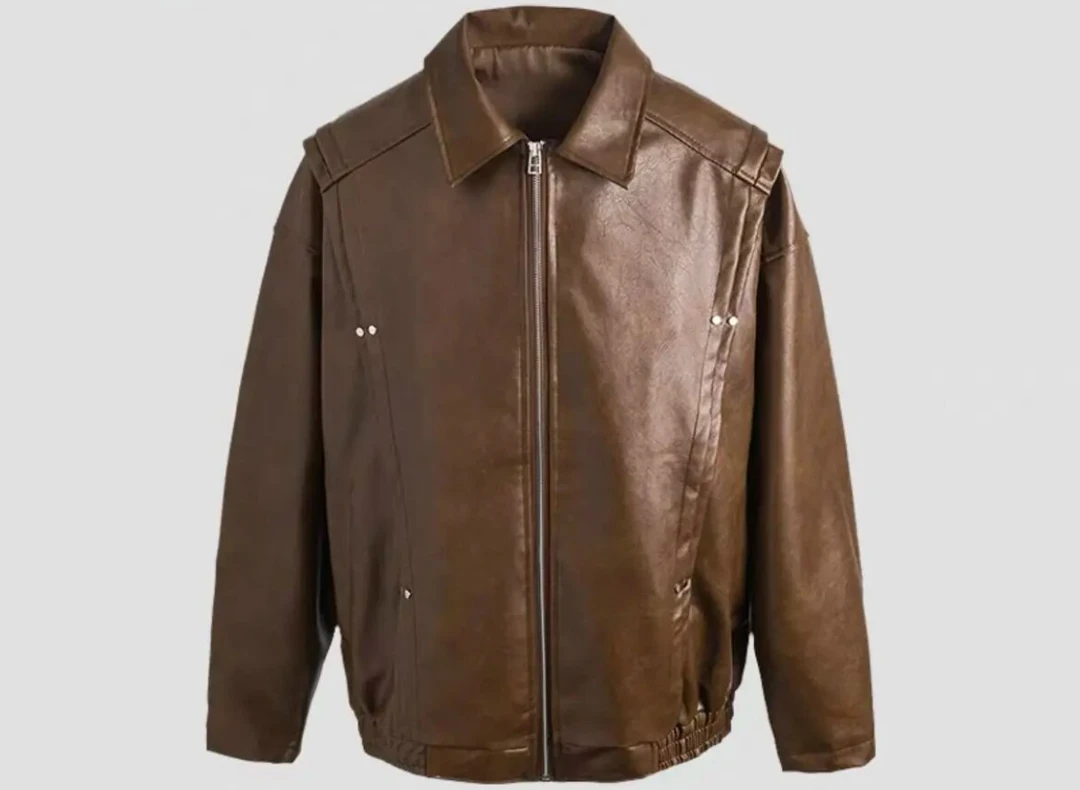 2025美拉德棕色机车皮衣夹克外套男女同款