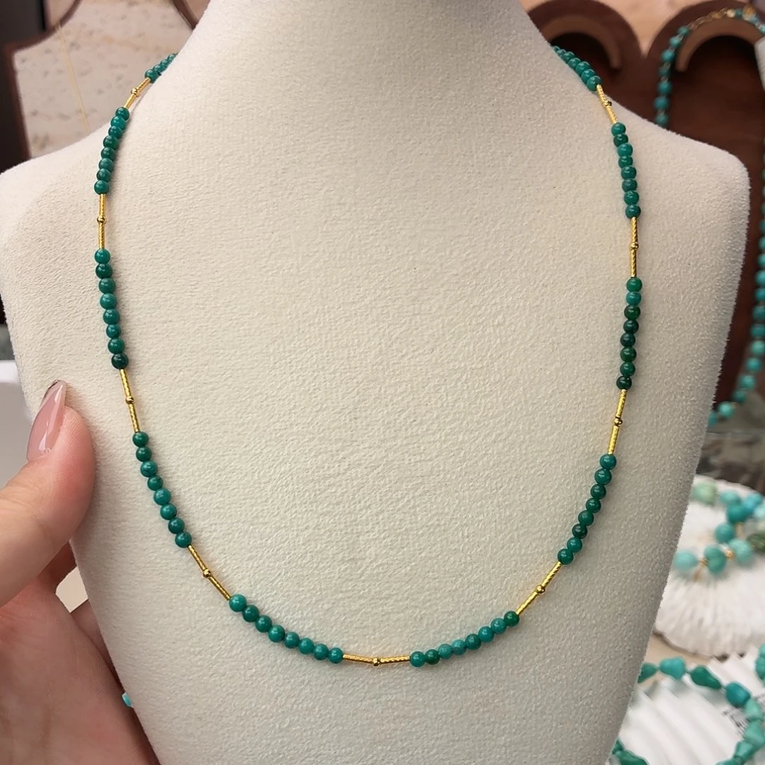 18K金镶嵌绿松石项链