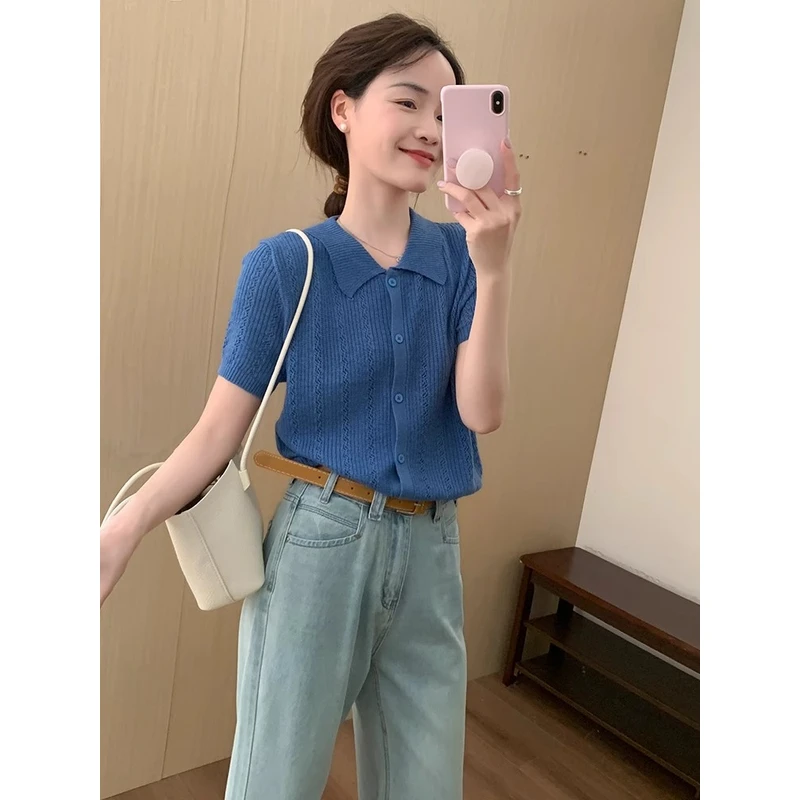 夏季洋气衣服短袖针织开衫女款爆款2025新款独特漂亮小衫甜美上衣