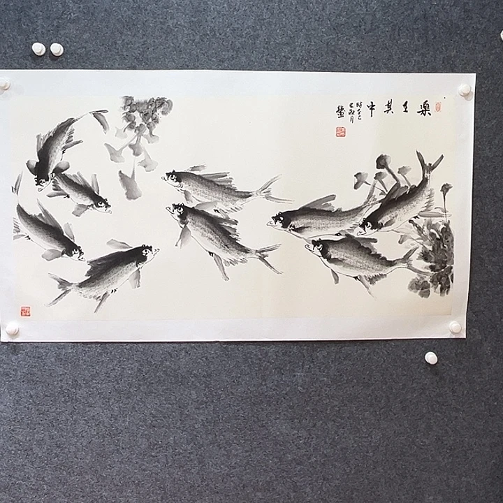 国画知鱼之乐纯手绘