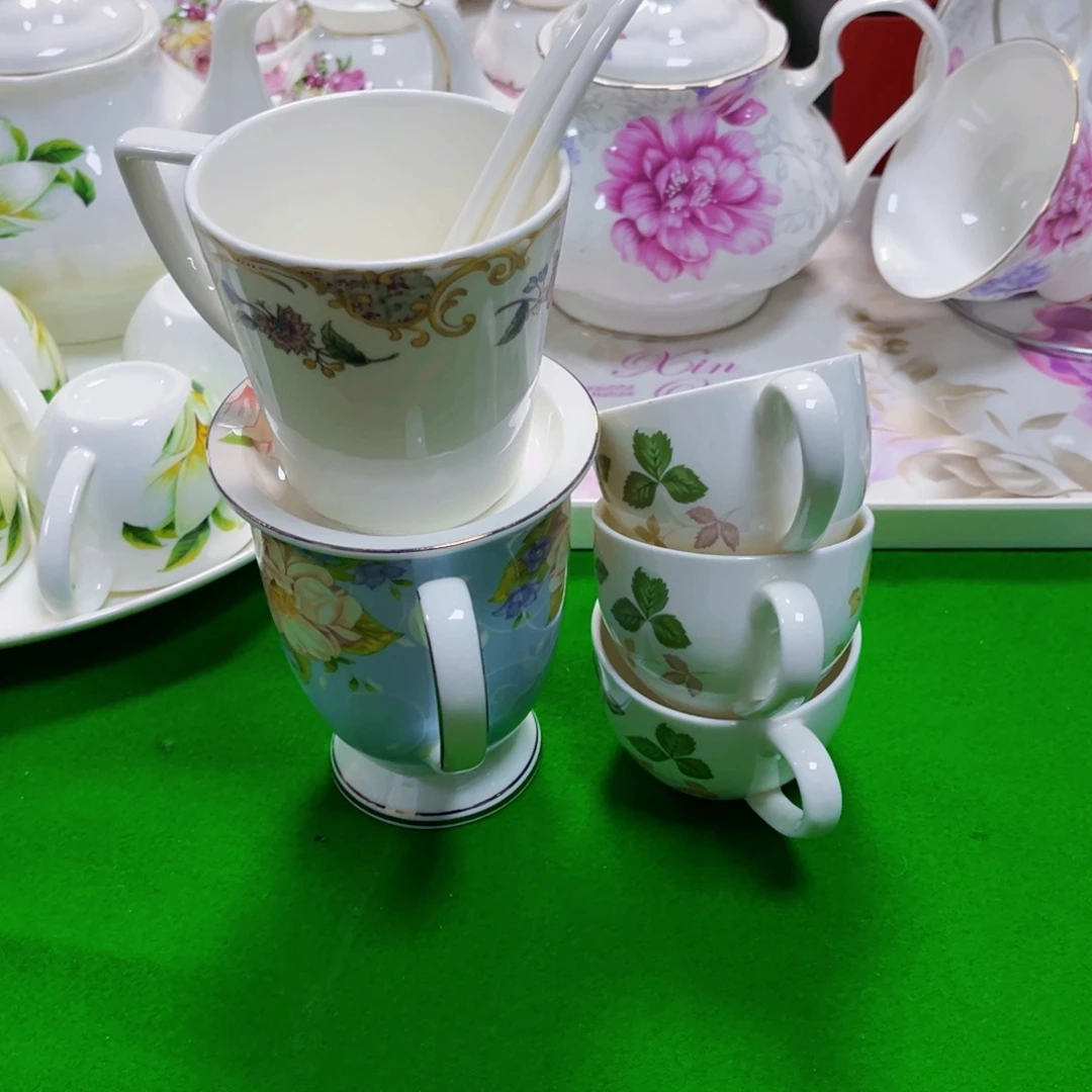 间***常新骨瓷杯子5个草莓➕丽日蓝