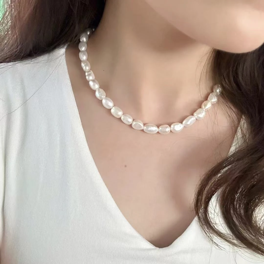 链子925银仿珍珠 法式巴洛克异形不规则珠珠项链女轻奢气质锁骨链