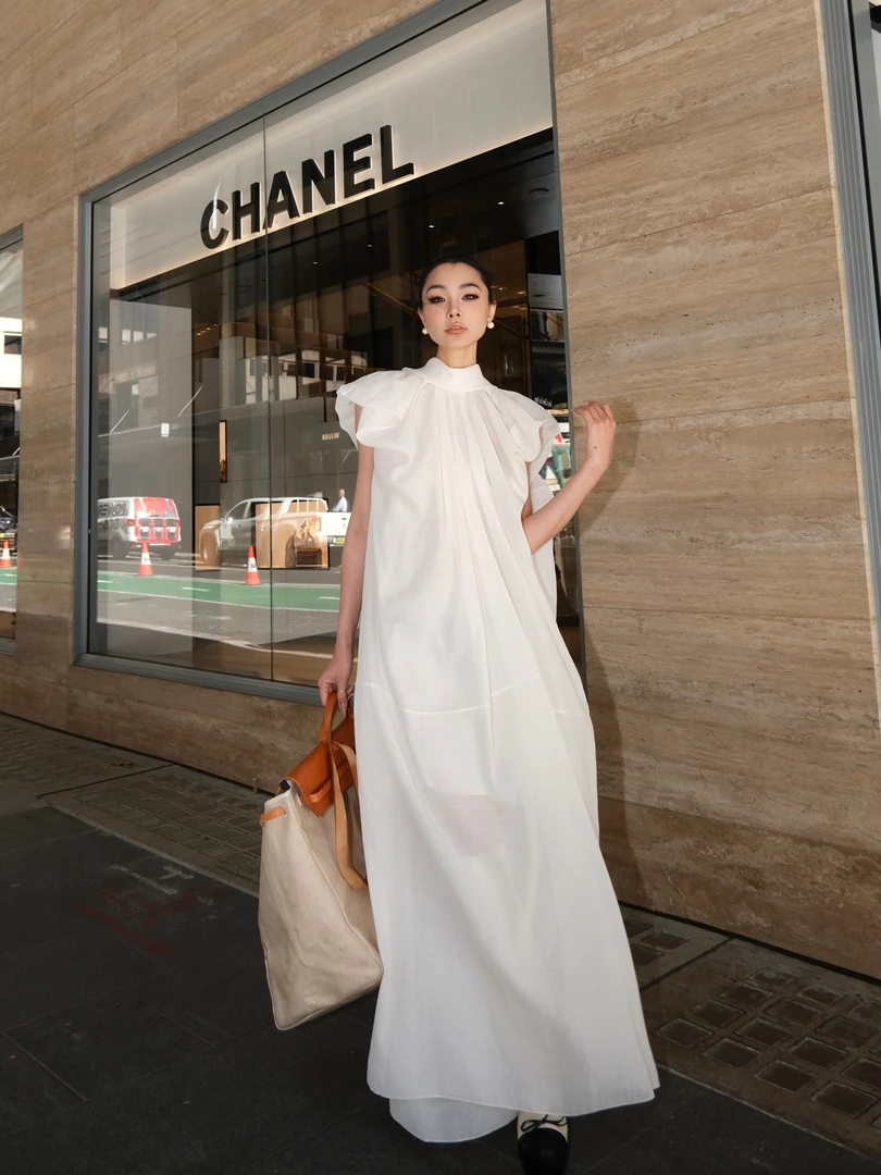 法式高级感设计复古简约气质宽松连衣裙女2025夏季新款显瘦长裙子