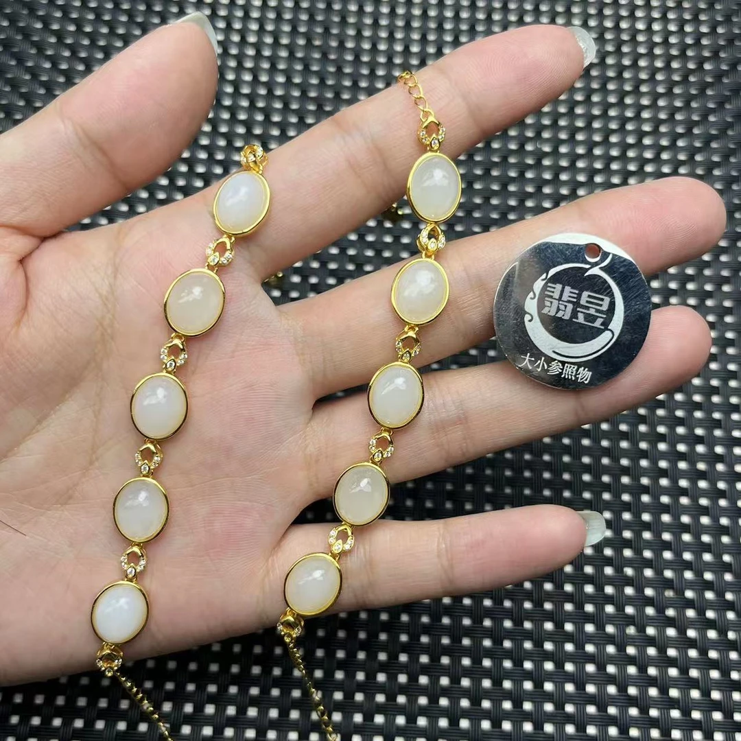 翡昱-N3-36609-和田玉手链S925银镶/约5颗/-多样性发其一-D