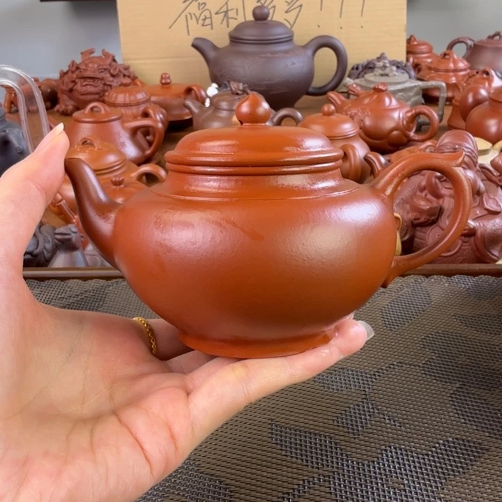 紫砂茶壶朱泥全手笑樱250毫升