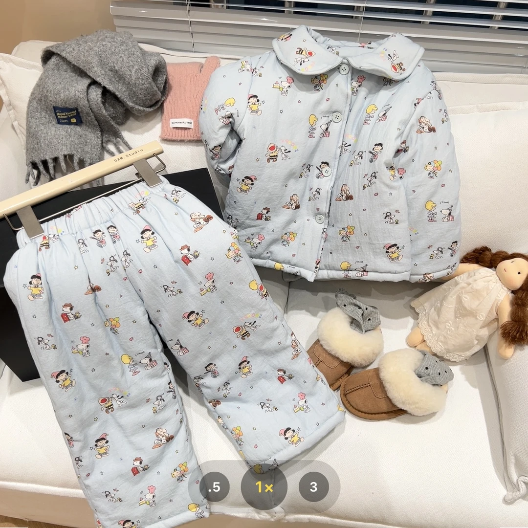 儿童保暖睡衣2025冬款男女童加厚保暖家居服韩版宝宝卡通儿童睡衣