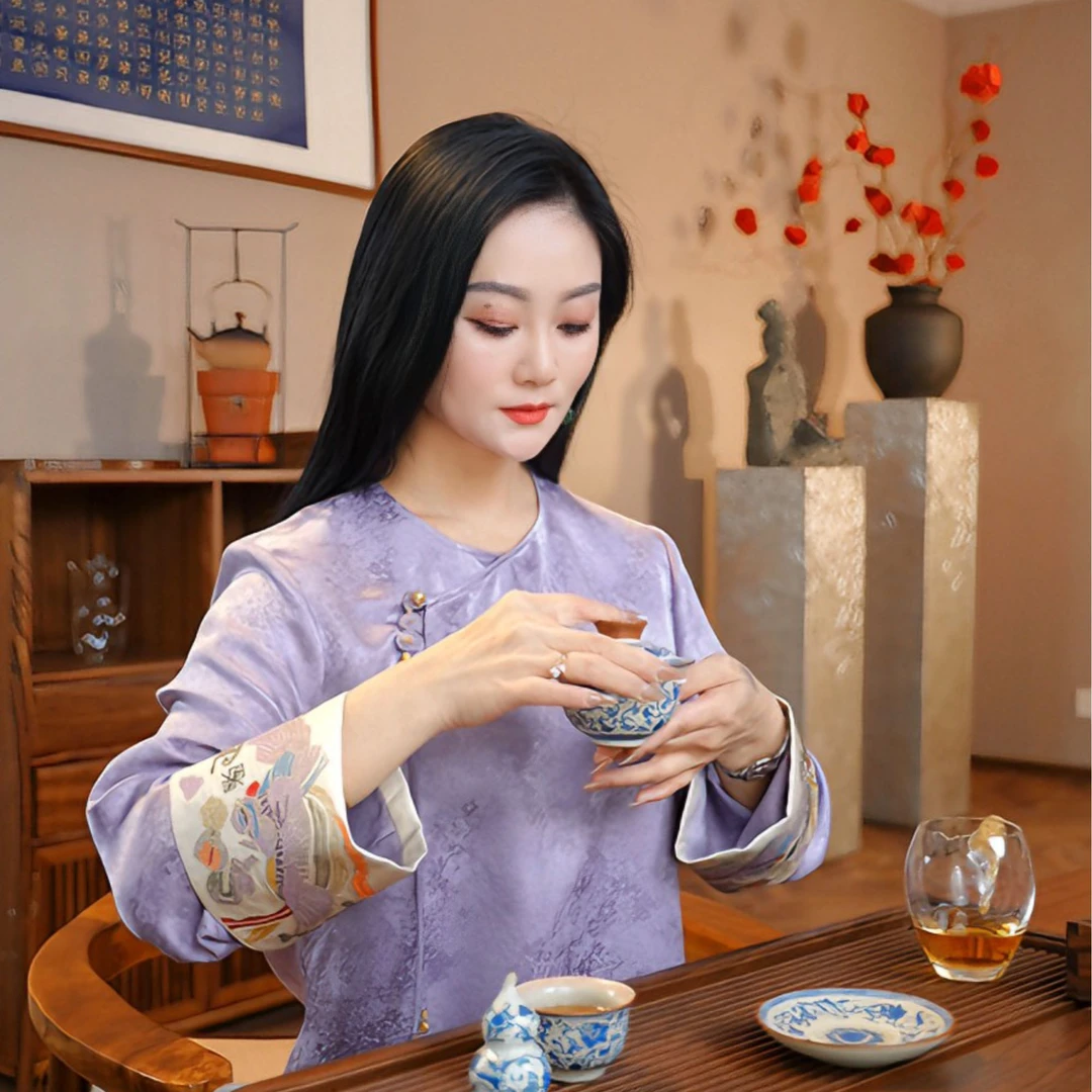 《晓君定制》7348《菩然》新中式国风显瘦时尚百搭桑蚕丝衬衫