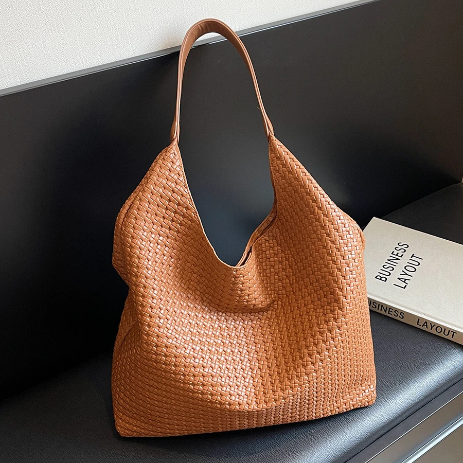 休闲松弛感大容量包包女士2024新款时尚百搭复古通勤单肩包托特包