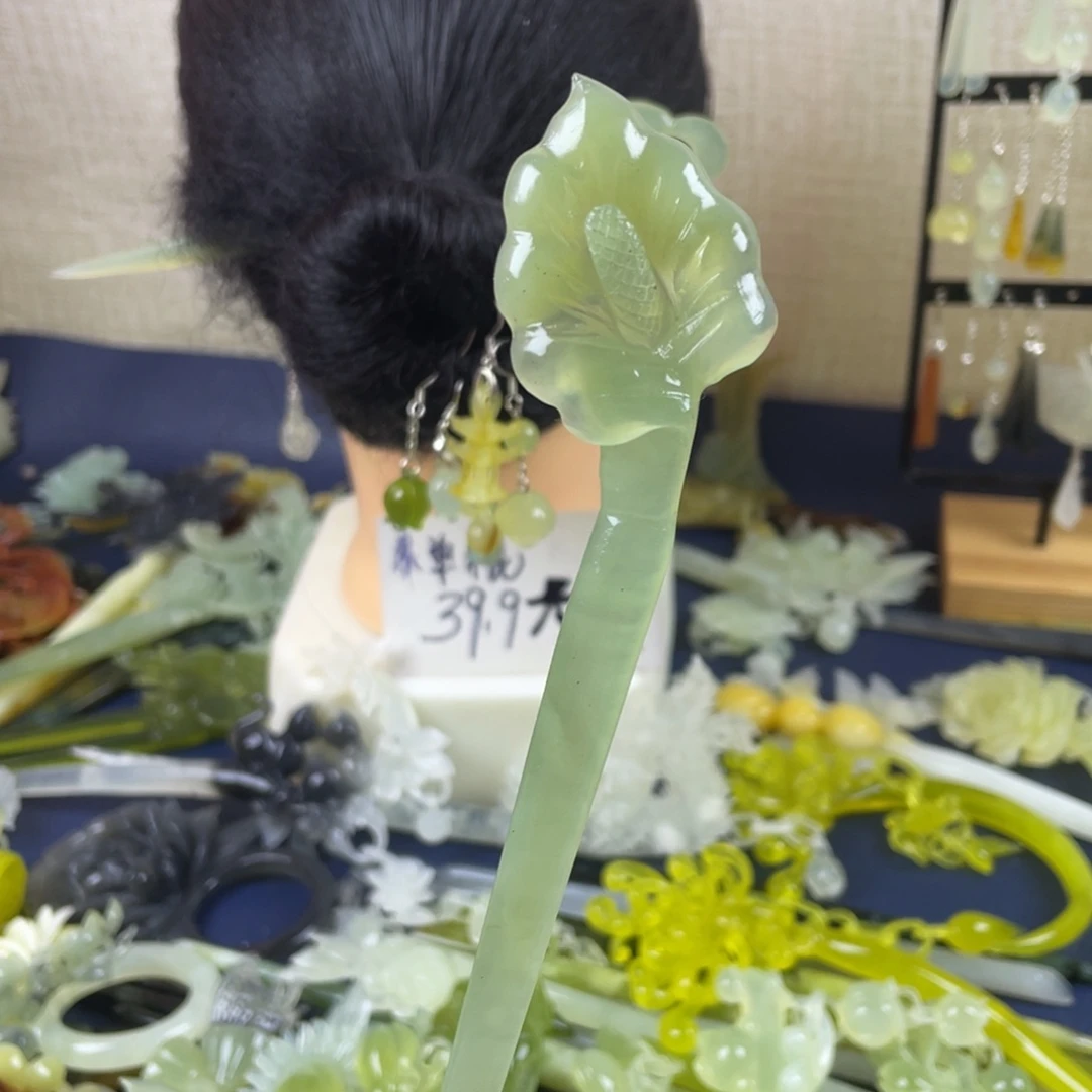 蛇纹石玉未镶嵌发饰
